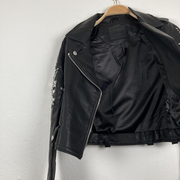BLANK NYC WOMENS BLACK LONG SLEEVES EMBELLISHED BIKER SIZE XS - Picture 8 of 12